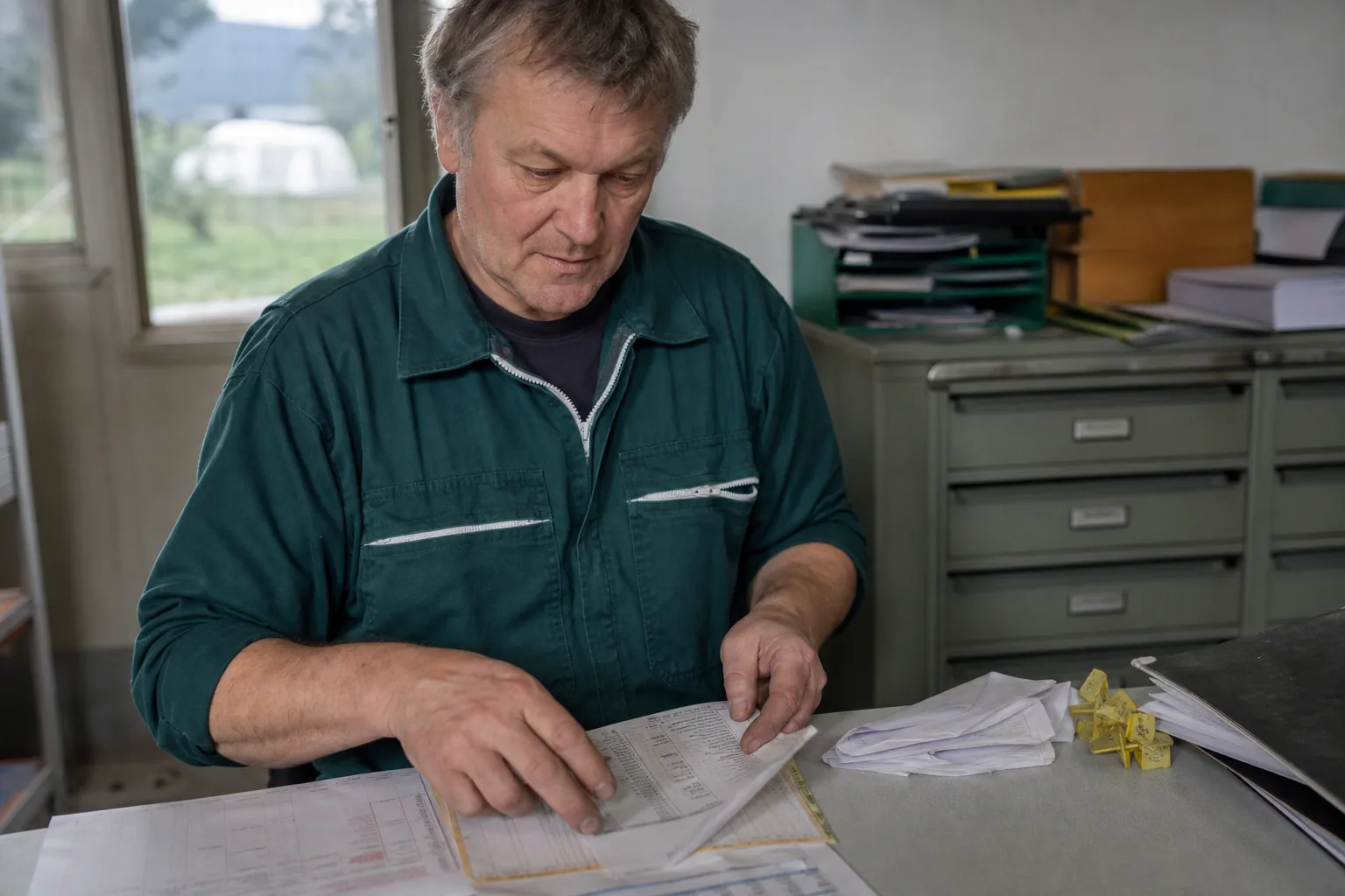 Arzneimittelbelege und Behandlungsblatt neben einer Ohrmarkenliste